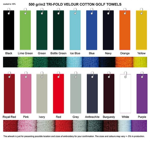 Tri fold velour golf handtuch - fold,